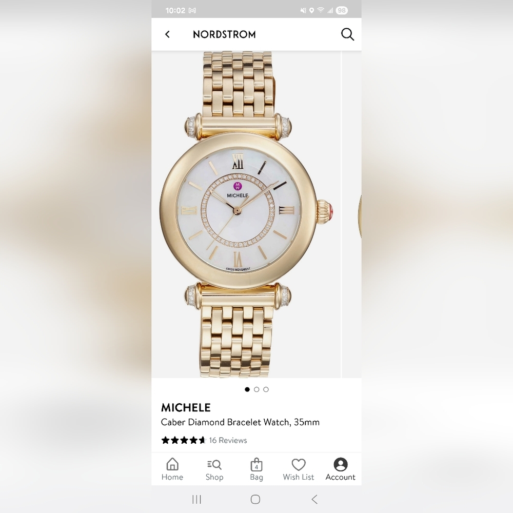 Michele watch caber diamond 35mm gold